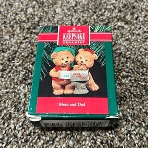 1990 vintage hallmark keepsake ornament “mom and dad”